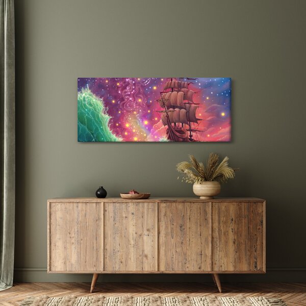 Obraz - Loď s vesmírnou oblohou (120x50 cm)