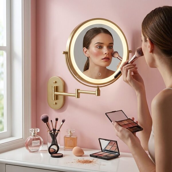 Zrkadlo LED Glow Brush Gold
