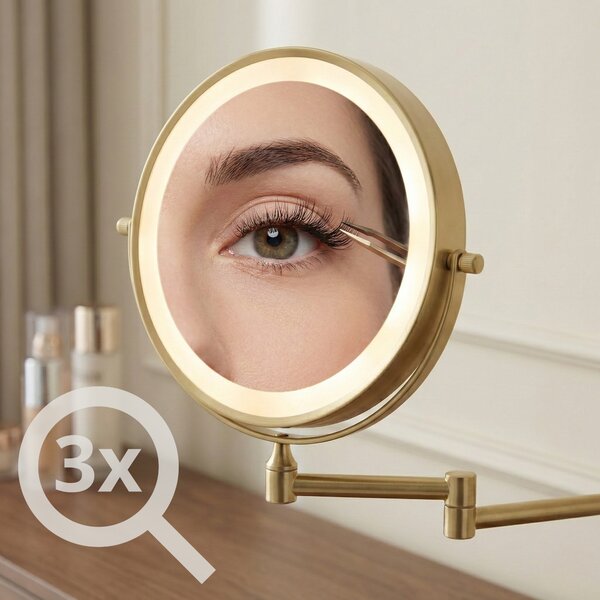 Zrkadlo LED Glow Brush Gold