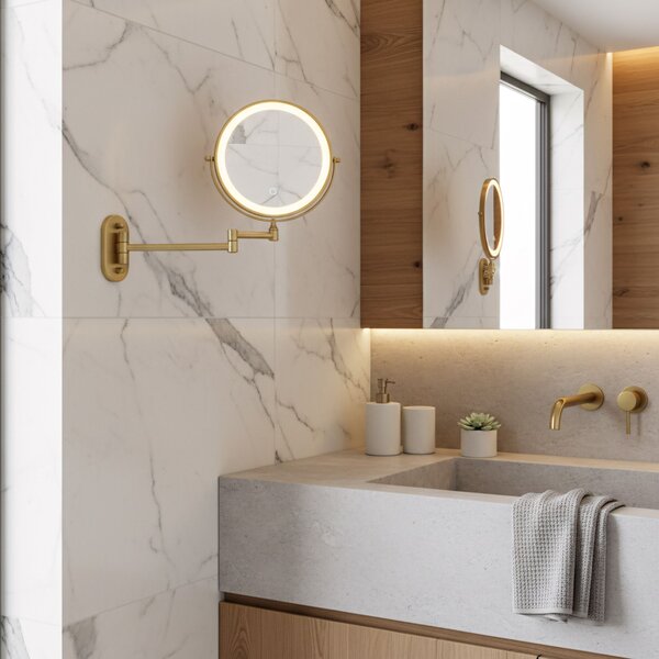 Zrkadlo LED Glow Brush Gold