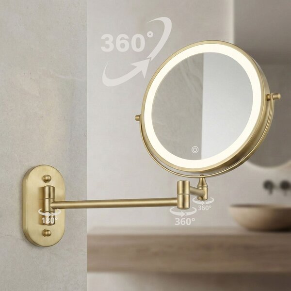 Zrkadlo LED Glow Brush Gold