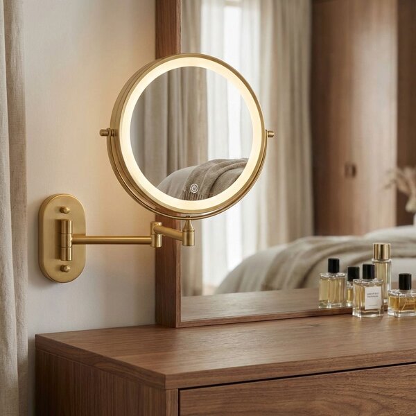 Zrkadlo LED Glow Brush Gold