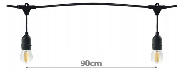 EcoPLANET Záhradná girlanda 5m + 6x 1W LED žiarovka
