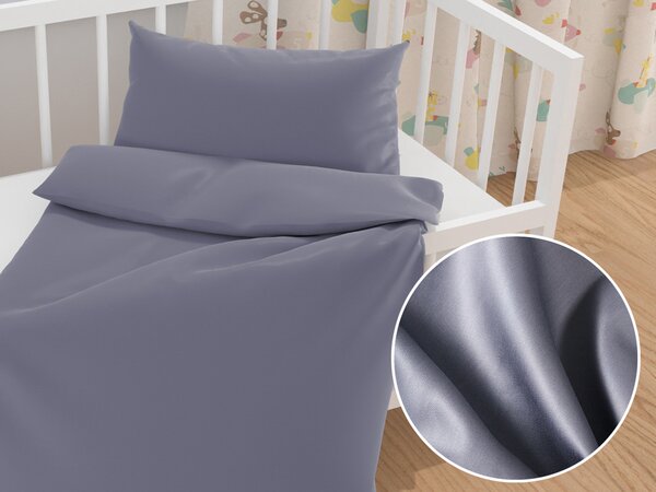Biante Detské saténové posteľné obliečky do postieľky ST-003 Modrosivé Do postieľky 90x120 a 40x60 cm