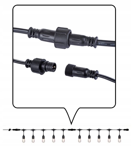 EcoPLANET Záhradná girlanda 5m + 6x 1W LED žiarovka