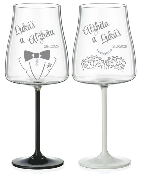 Svadobné poháre na víno Wedding s kryštálmi 2 ks