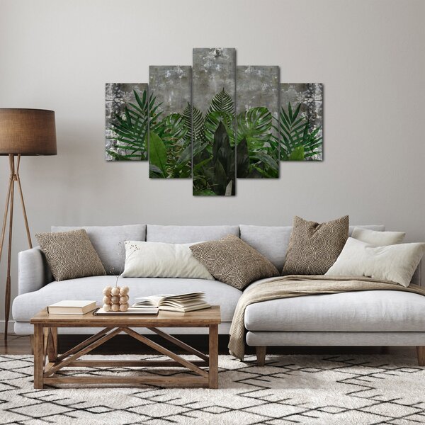 Obraz - Betónový múr s rastlinami (150x105 cm)
