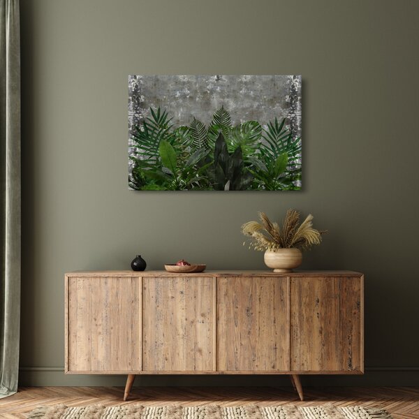 Obraz - Betónový múr s rastlinami (90x60 cm)