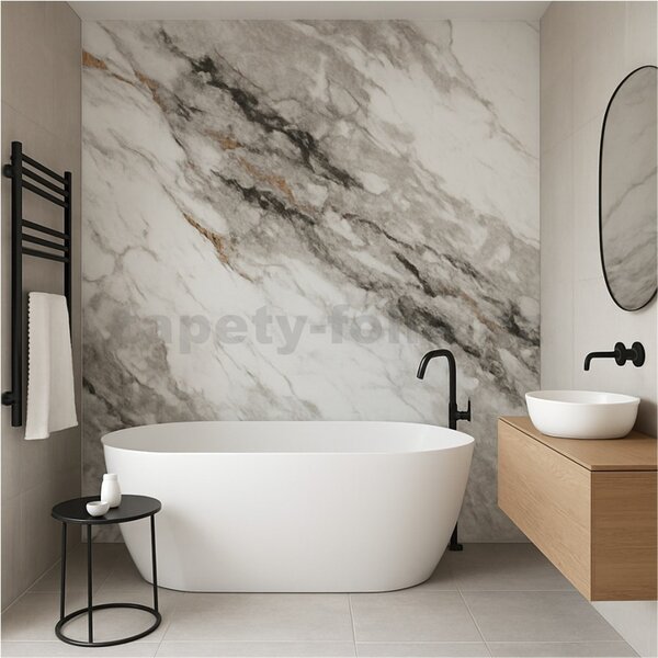 Samolepiaci panel na stenu TPM0000003, cena za kus, rozmer 280 cm x 60 cm, mramor sivo-čierny, IMPOL TRADE