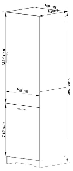 Ak furniture Skriňa na vstavanú chladničku S 60cm Artus biela/sonoma