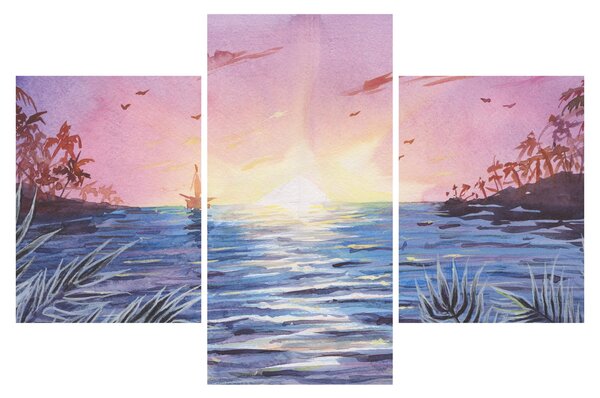 Obrázok - Západ slnka nad vodou, aquarel (90x60 cm)