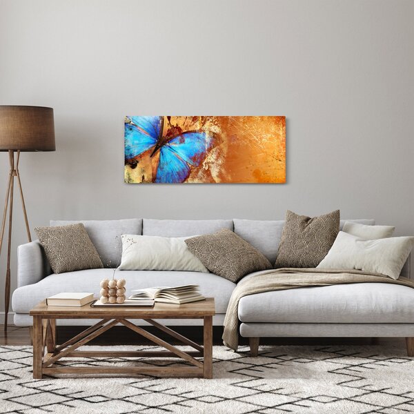 Obraz - Modrý motýľ (120x50 cm)