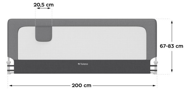 Bezpečnostná zábrana na posteľ Cover 30 sivá 200 cm