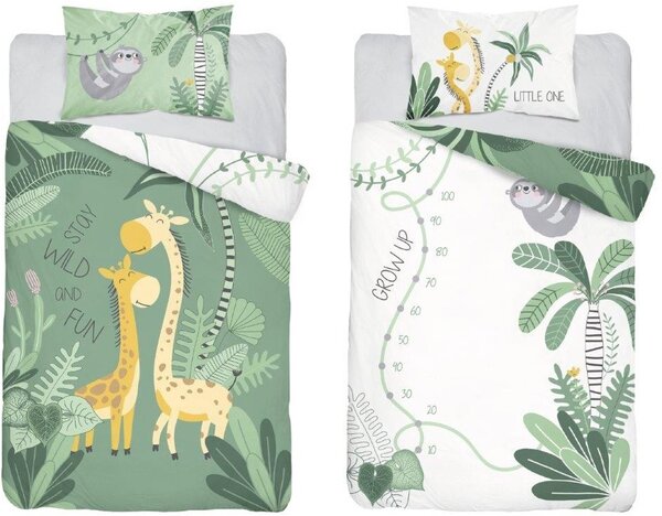 Bambusové detské obliečky s potlačou žiraf Zelená
