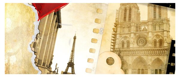 Obraz - Spomienky na Paríž (120x50 cm)