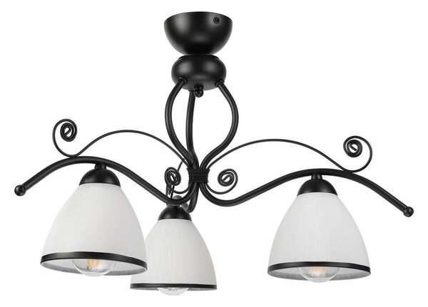 Prisadený luster RETRO 3xE27/60W/230V čierna/biela