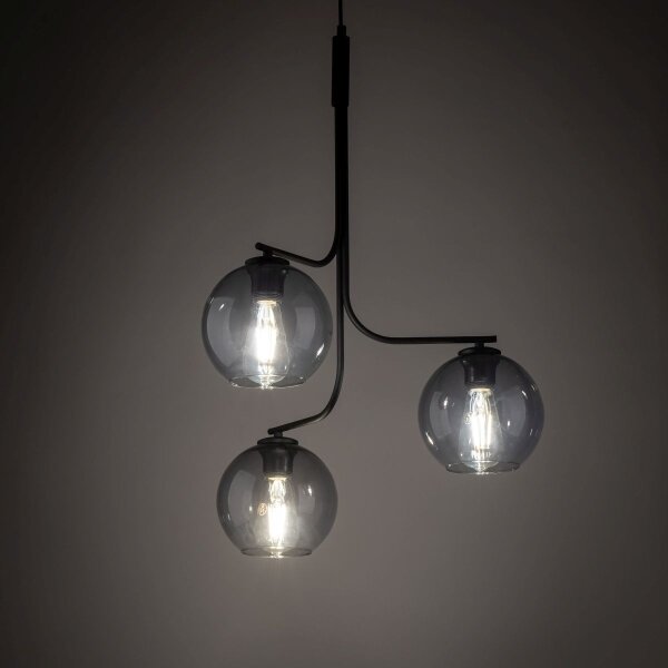 Luster na lanku CESAR 3xE27/15W/230V čierna/dymová sivá