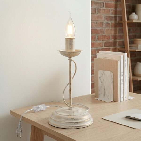 Stolná lampa ANTON 1xE14/60W/230V biela patina