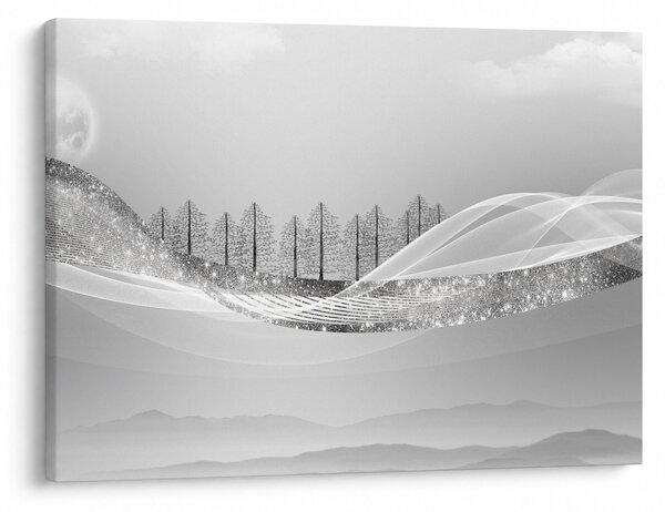 Obraz - Strieborná krajina (70x50 cm)