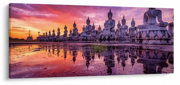 Obraz - Budhovia v západe slnka (120x50 cm)