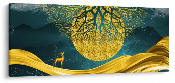 Obraz - Abstrakcia, Zlatá krajina (120x50 cm)