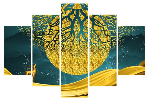 Obraz - Abstrakcia, Zlatá krajina (150x105 cm)