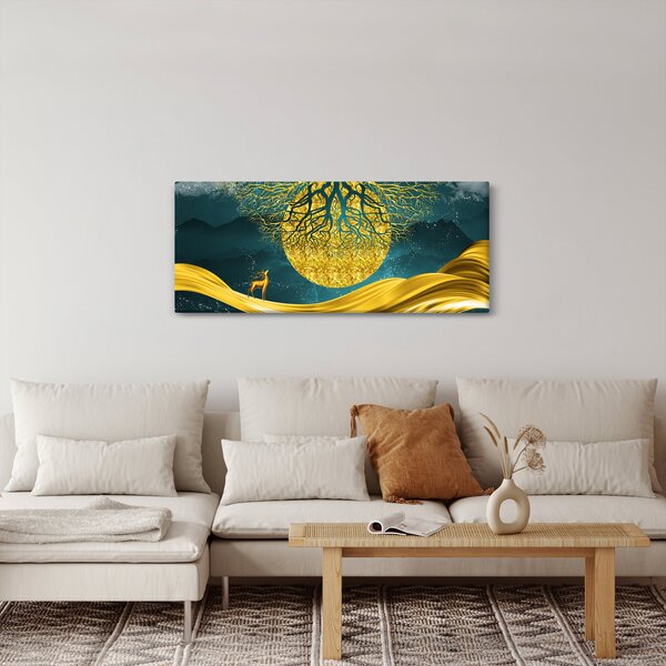 Obraz - Abstrakcia, Zlatá krajina (120x50 cm)