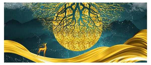 Obraz - Abstrakcia, Zlatá krajina (120x50 cm)