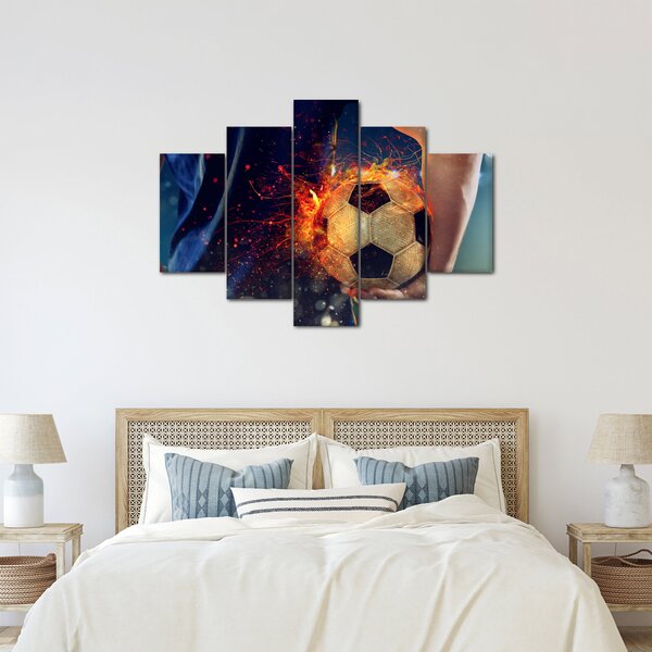 Obraz - Futbalová lopta v ohni (150x105 cm)