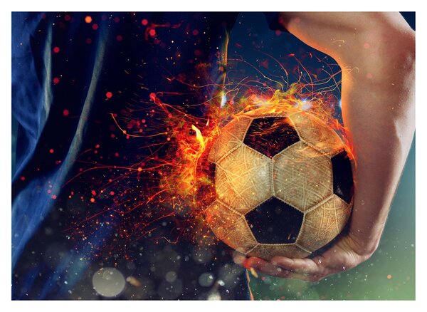 Obraz - Futbalová lopta v ohni (70x50 cm)