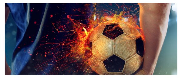 Obraz - Futbalová lopta v ohni (120x50 cm)