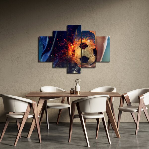 Obraz - Futbalová lopta v ohni (150x105 cm)