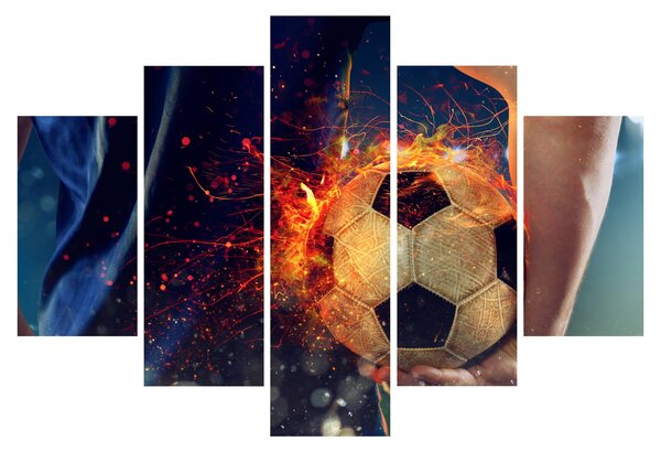 Obraz - Futbalová lopta v ohni (150x105 cm)