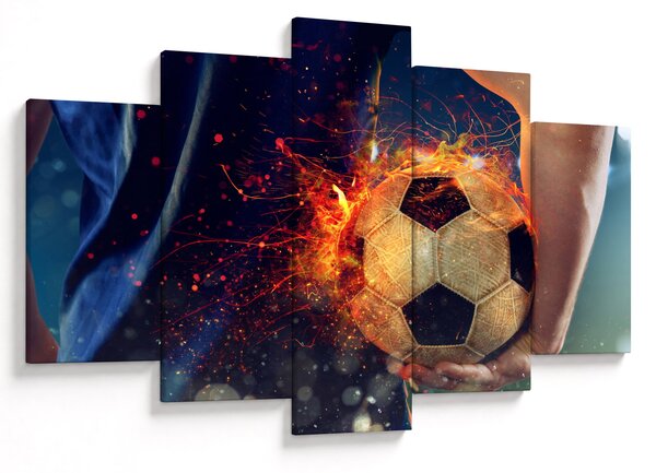 Obraz - Futbalová lopta v ohni (150x105 cm)