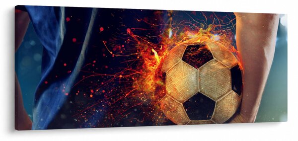 Obraz - Futbalová lopta v ohni (120x50 cm)