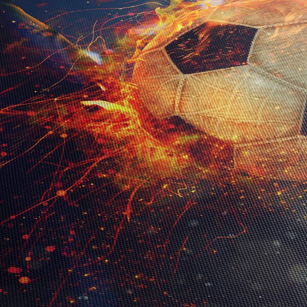 Obraz - Futbalová lopta v ohni (120x50 cm)