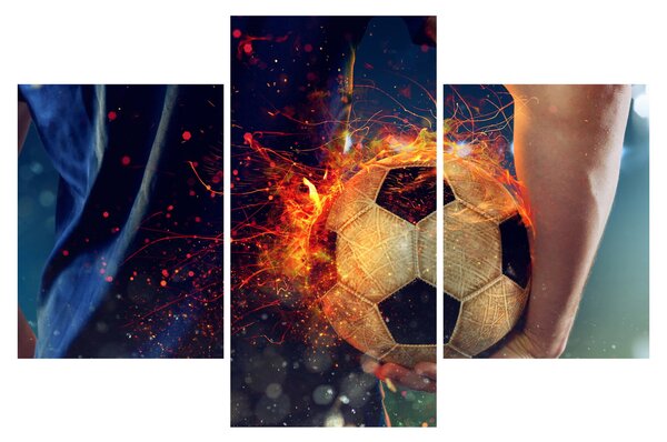 Obraz - Futbalová lopta v ohni (90x60 cm)
