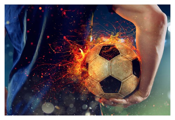 Obraz - Futbalová lopta v ohni (90x60 cm)