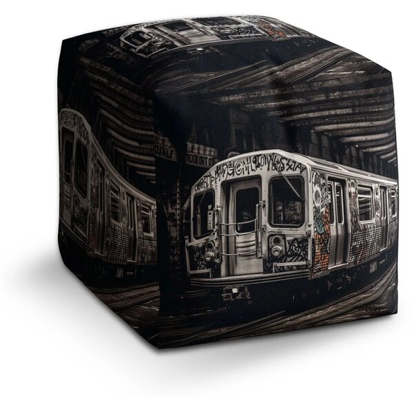 Sablio Taburet Cube Mestské metro s graffiti - 40x40x40 cm