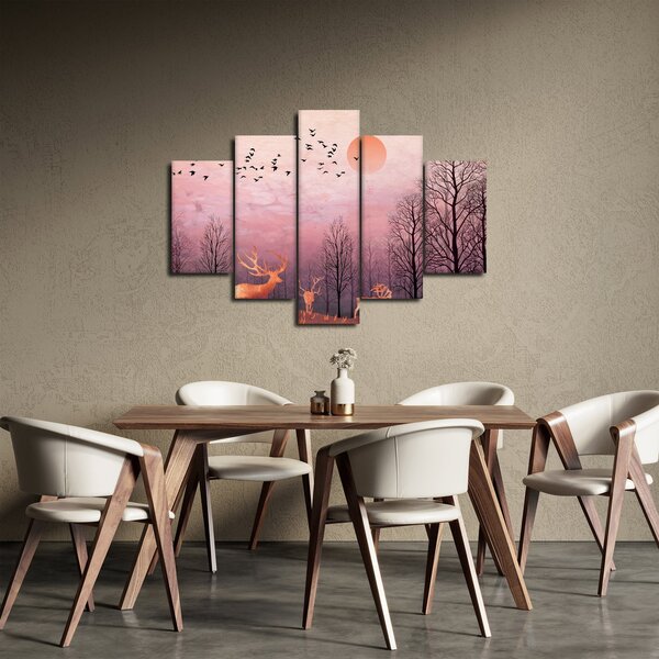 Obraz - Jelene v žiare zapadajúceho slnka (150x105 cm)