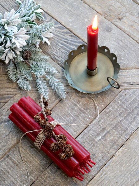 Červená úzka sviečka dinner red - Ø 2*18cm / 7h - Chic Antique