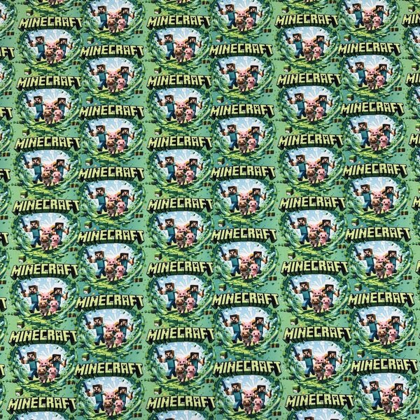 Metráž Softshell digital 280g - Minecraft na zelenom