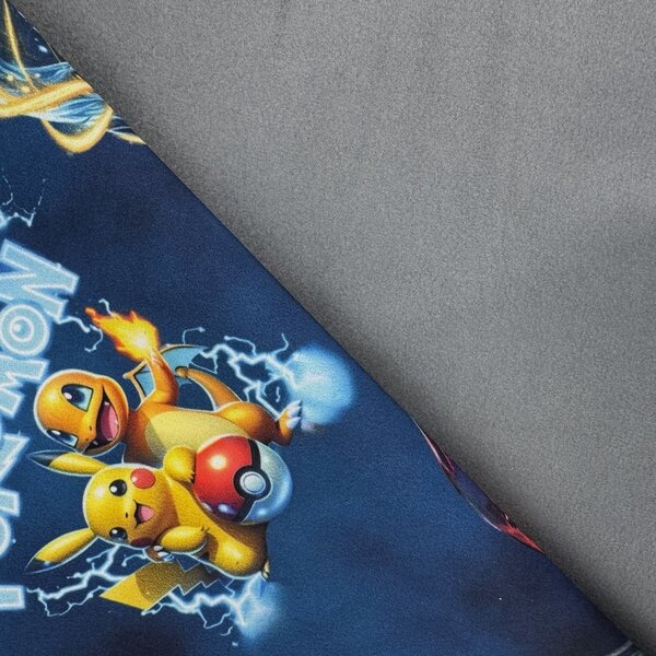Metráž Softshell digital 280g - Pokémon na modrom