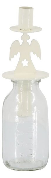 Krémový antik svietnik anjel s pohárom na úzku sviečku - Ø 5*17 cm / 100ml - Chic Antique