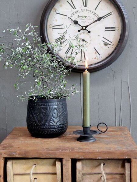Zelená úzka sviečka dinner green - Ø 2*18cm / 7h - Chic Antique