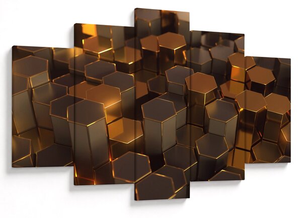Obraz - Bronzové hexagóny (150x105 cm)