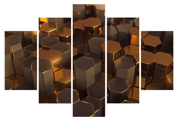 Obraz - Bronzové hexagóny (150x105 cm)
