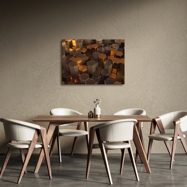 Obraz - Bronzové hexagóny (70x50 cm)