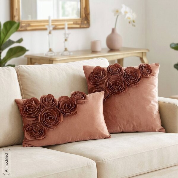Dekorstudio Zamatová obliečka na vankúš FLORES 1 30x50cm - hrdzavá
