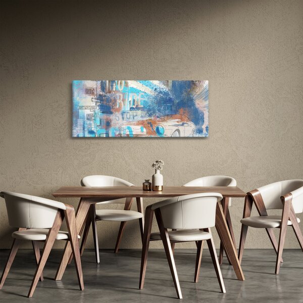 Obraz - Zrodený na jazdu, modré tóny (120x50 cm)
